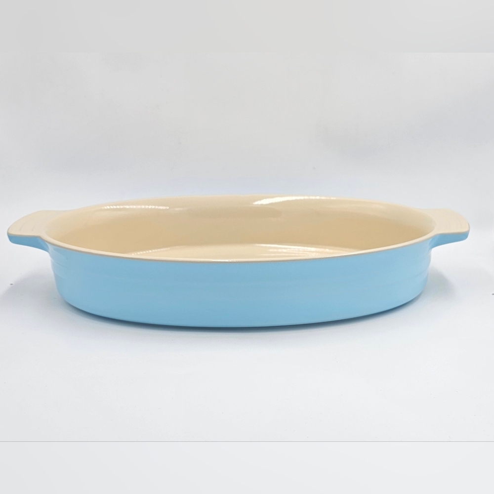 Le Creuset 36cm Oval Baking Dish Sky Blue Stoneware Brand New